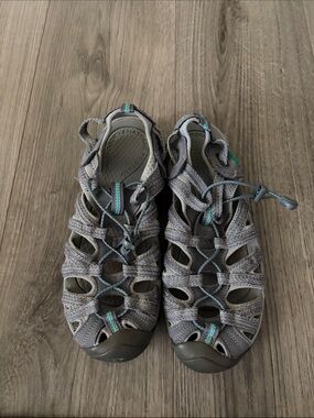 Keen Grey Sandals with Teal Accents, no stains or tears